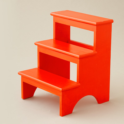 red painted pine step stool 