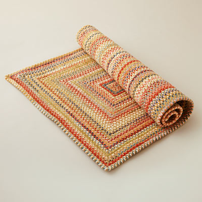 multicolor rectangular chenille braided rug 