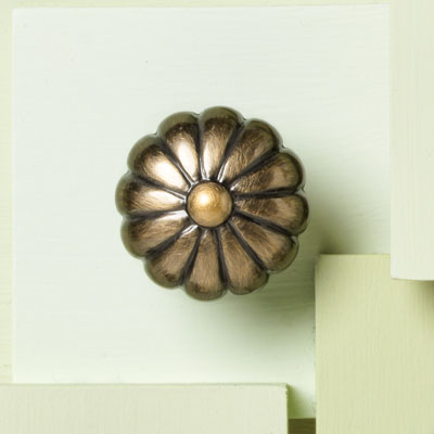 brass cabinet knob with melon design