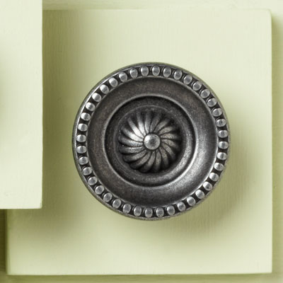 zinc cabinet knob with beaded design