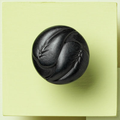 zinc cabinet knob with an embossed leaf design