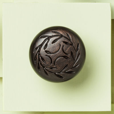 zinc cabinet knob with a vine design