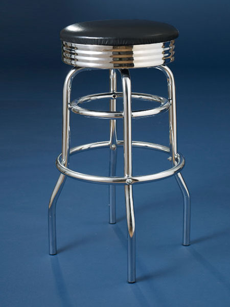 Chrome-plated steel and vinyl upholstery backless stool from this old house shopping