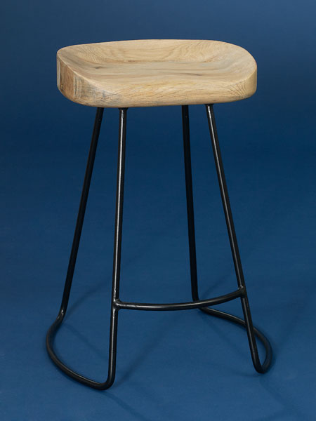 Iron and unfinished oak backless stool from this old house shopping