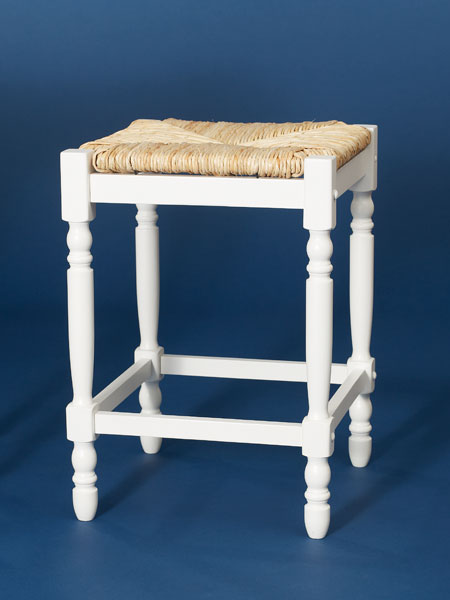 Painted rubberwood and rush backless stool from this old house shopping