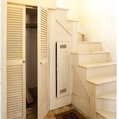 first floor entryway of This Old House TV Essex project house before remodel 