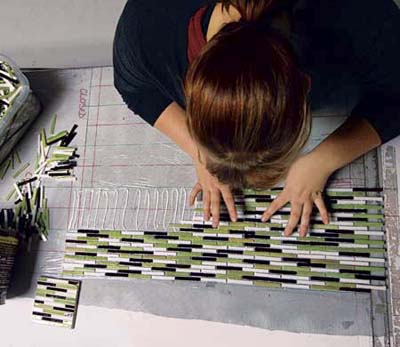 textiled glass mosaic tiles