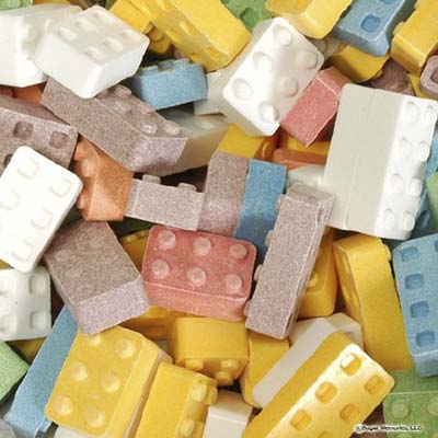 Lego-style candy blocks from Groovy Candies