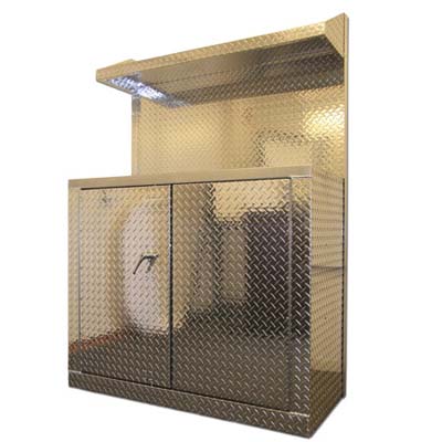 Silver metal garage cabinet