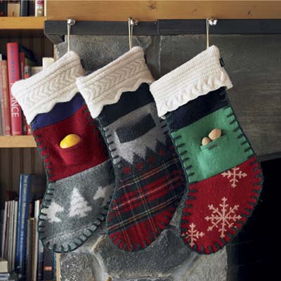 stockings made from recycled sweaters