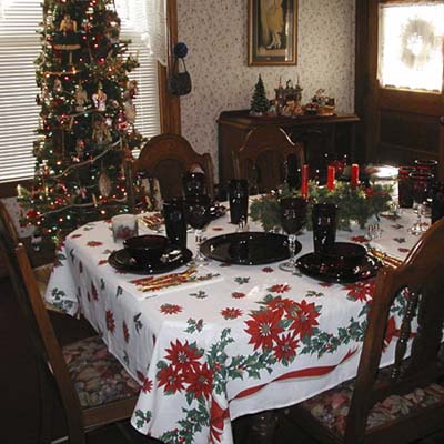 Christmas decorated dining table