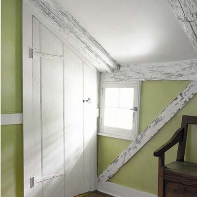 closet under the stairs and chimney 