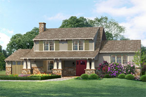 Photoshop remodel of a colonial to a Bungalow design