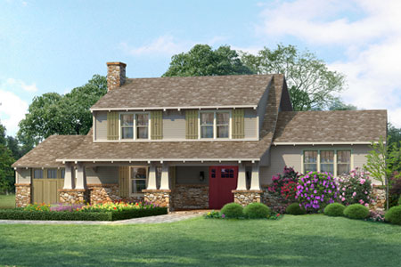 Photoshop remodel of a colonial to a Bungalow design