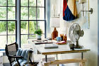 home office with nautical-themed accents