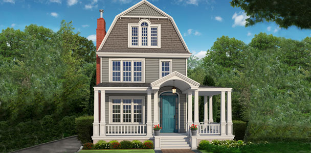 after illustration of a Photoshop redo of a Queen Anne–style home