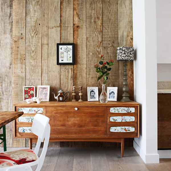 wall covered in rustic looking planks, how to get aged wood look