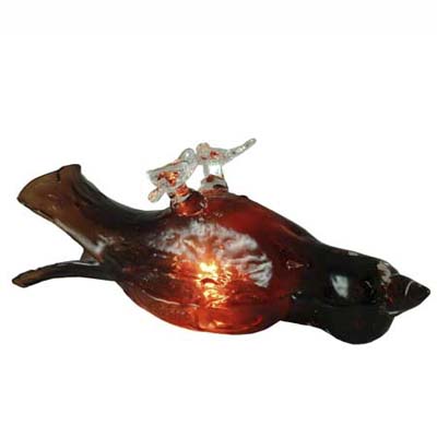 hand-fired glass sleeping bird lamp