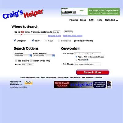 Craig's Helper helps you troll through craigslist by locale