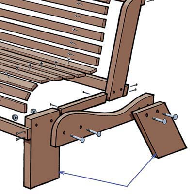 close up on bench legs