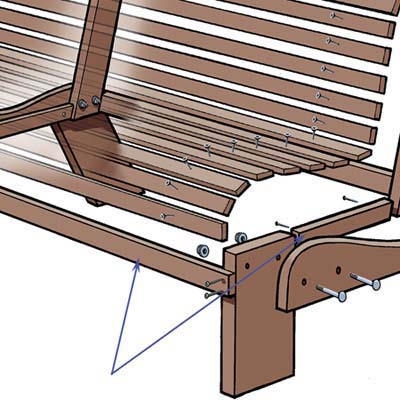 close up on spacers for front and sides of bench