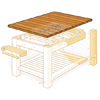 illustration of butcher-block island with the butcher-block top highlighted