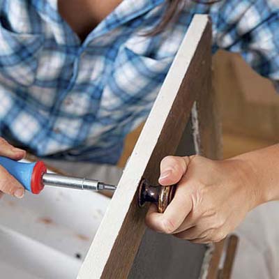 adding the door pull to outside of cabinet