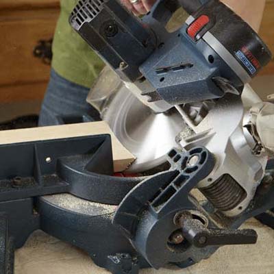 miter saw cutting fascia board
