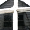 mineral-stained glass windowpane on the left to compare with supercleaned pane on the right