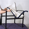 man securing new chair sling onto chair frame