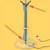 cord threaded through a lamp being rewired