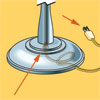 reattaching the base and connecting the plug to rewire a lamp