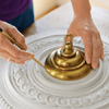 mark the ceiling medallion for cutting with a pencil