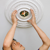 dry fit the ceiling medallion assembly