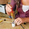 connect the wires to rewire an all-weather lantern