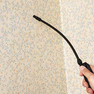 dampening the wall with a pump sprayer