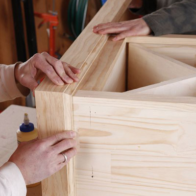 Attach the crown molding to make a wine hutch
