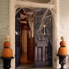 an entryway with a fake bone door knocker