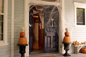 an entryway with a fake bone door knocker