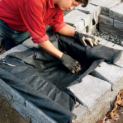 prep the planters when building a stone planter