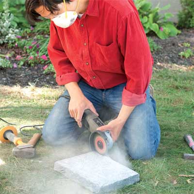 score the concrete to clad concrete steps in stone