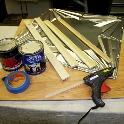 materials for building a tin-tile chalkboard