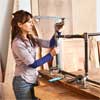 assemble the pipe base to build a table from salvage beams