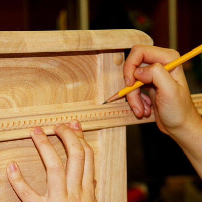 marking a piece of trim for a side table