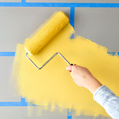 rolling on yellow paint