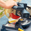 cutting cap trim with a miter saw for a storage bed