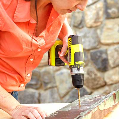 Drill Pilot Holes for the Handle Posts to build a Spigot-Handle Tool Rack