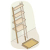 exploded view of a ladder bookshelf with parts highlighted