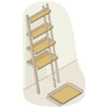 exploded view of a ladder bookshelf with shelves highlighted