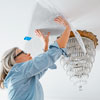 adhering the stencil to the ceiling